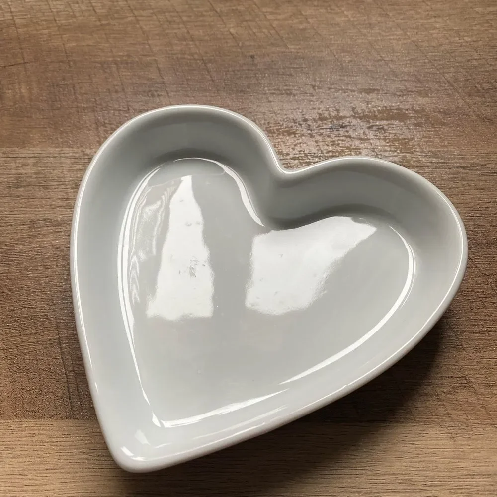 Crate & Barrel White Heart-Shaped Ceramic Dish